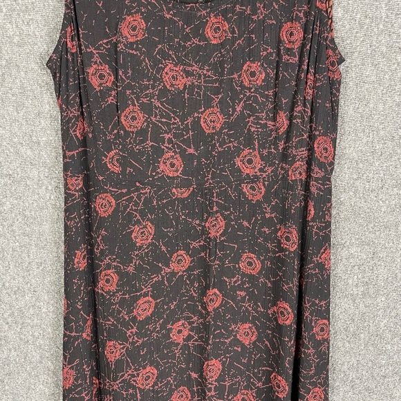Women’s Romantic Black Gothic Red Ruby Print Sleeveless Midi Shift Dress Large - Picture 4 of 11
